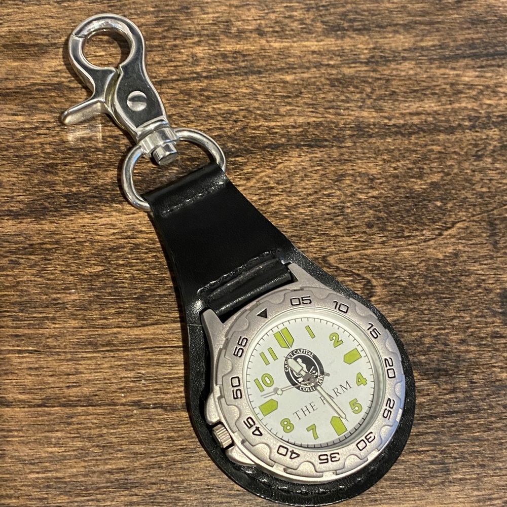 Silver & Black The Farm Keychain Watch